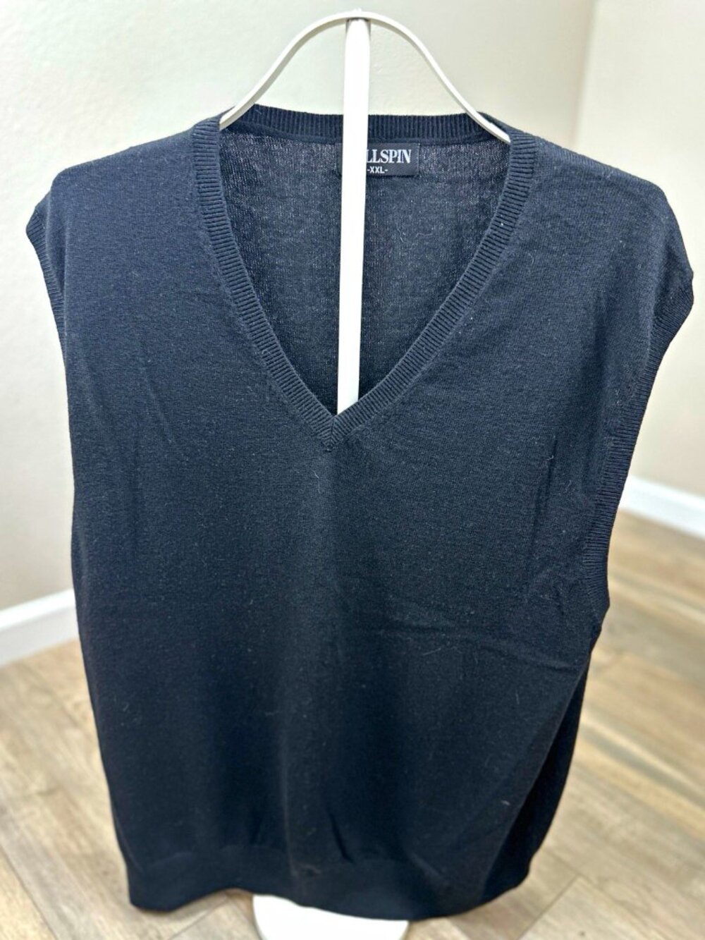 KALLSPIN Men’s 2XL Black Cashmere Wool Blend Sweater Vest